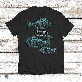 Carolina Kust Vintage Turquoise Zoutwater Vis T-shirt
