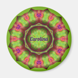 CAROLINA ~ Lime Green Pink Paars Design ~ Magneet