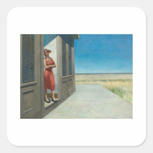 Carolina Morning - Edward Hopper Vierkante Sticker (Voorkant)
