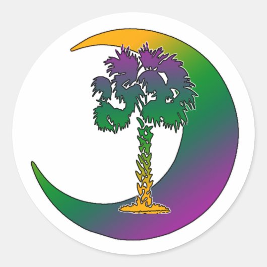 Carolina Palmetto & Crescent Regenboog Stickers (Voorkant)