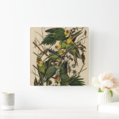Carolina Parrot uit Audubon's Birds of America Vierkante Klok (Huis)