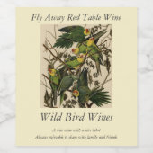 Carolina Parrot uit Audubon's Birds of America Wijn Etiket (Enkel label)