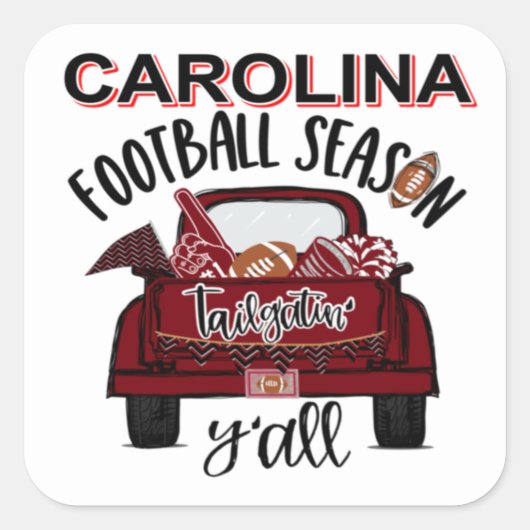 CAROLINA TAILGATIN VIERKANTE STICKER (Voorkant)