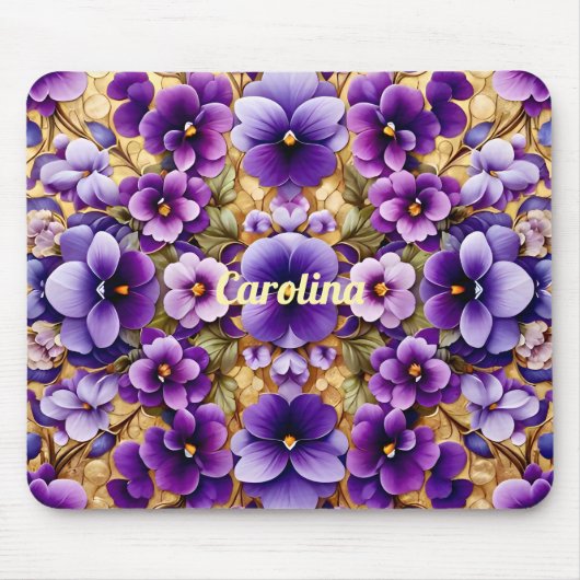 CAROLINA ~ Viooltjes en Goud ~ Muismat (Voorkant)