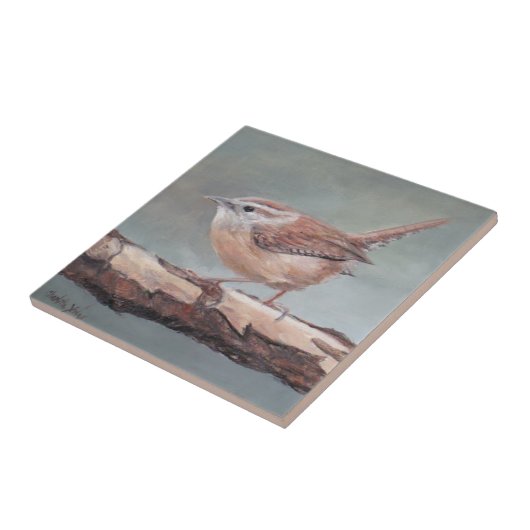  Carolina Wren Bird Art Ceramic Tile Tegeltje (Zijkant)