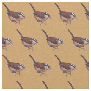 Carolina Wren Bird Art Fabric Stof