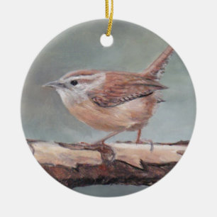 Carolina Wren Bird Art Ornament