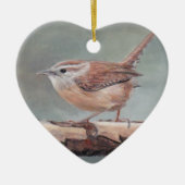 Carolina Wren Bird Art Porcelain Ornament (Voorkant)
