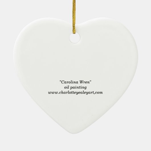 Carolina Wren Bird Art Porcelain Ornament (Achterkant)
