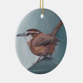 Carolina Wren Bird Art Round Porcelain Ornament (Rechts)