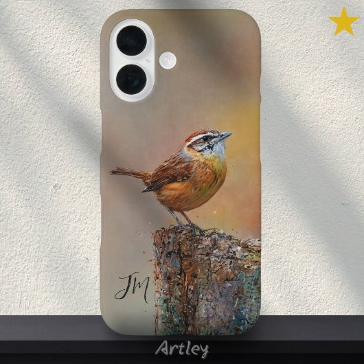 Carolina Wren Bird Painting Initialen Aangepaste n Case-Mate iPhone Case
