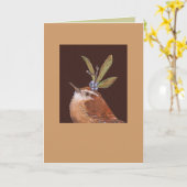 Carolina wren card, Fonzie Kaart (Gele Bloem)
