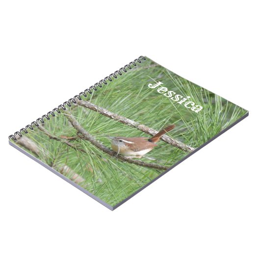 Carolina Wren in Pine Tree Notitieboek (Linkerzijde)