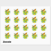 Carolina Wren Jessamine Waterverf Flowers Ronde Sticker (Vel)