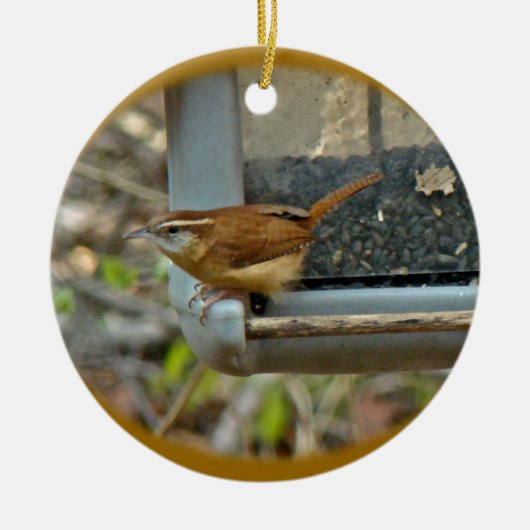 Carolina Wren Kerstornament Keramisch Ornament (Voorkant)