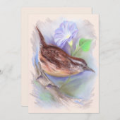 Carolina Wren met Morning Glory Flowers Kaart (Voorkant / Achterkant)