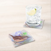 Carolina Wren met Morning Glory Flowers Kartonnen Onderzetters (Insitu)