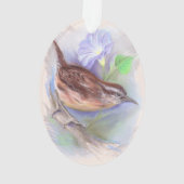 Carolina Wren met Morning Glory Flowers Ornament (achterkant)