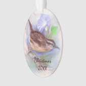 Carolina Wren met Morning Glory Flowers Ornament (voorkant)