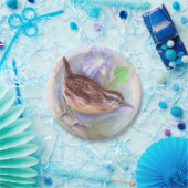 Carolina Wren met Morning Glory Flowers Papieren Bordje (Feest)