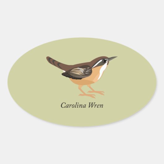 Carolina Wren Ovale Sticker (Voorkant)