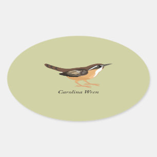 Carolina Wren Ovale Sticker
