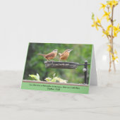 Carolina Wren Pair Blank Kaart (Gele Bloem)