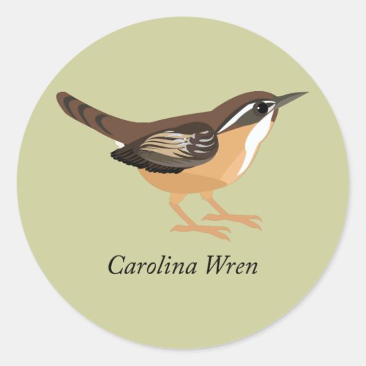 Carolina Wren Ronde Sticker (Voorkant)
