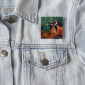 Carolina Wren, Triangle Wildlife Rehabilitation.. Vierkante Button 5,1 Cm (In situ)