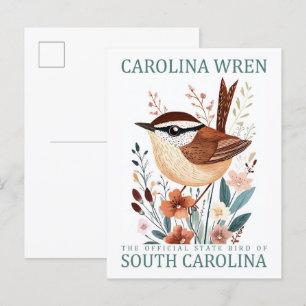 Carolina Wren Vogel van South Carolina Reizen Briefkaart