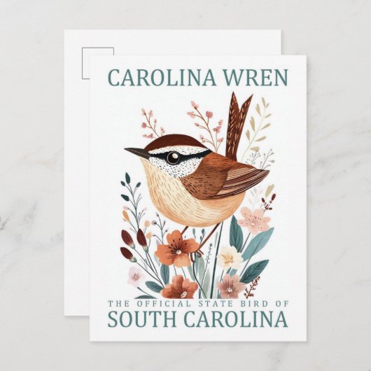Carolina Wren Vogel van South Carolina Reizen Briefkaart (Voorkant / Achterkant)