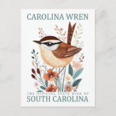 Carolina Wren Vogel van South Carolina Reizen Briefkaart (Voorkant)
