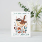 Carolina Wren Vogel van South Carolina Reizen Briefkaart (Staand voorkant)