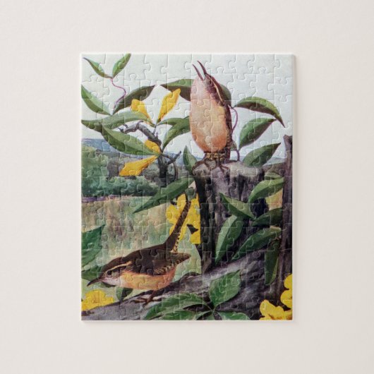 Carolina Wrens en Yellow Jessamine Legpuzzel (Verticaal)
