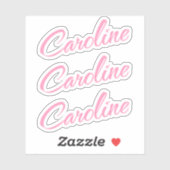 Caroline Decoratieve Naam in Roze x3 Sticker (Vel)