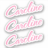 Caroline Decoratieve Naam in Roze x3 Sticker (Voorkant)