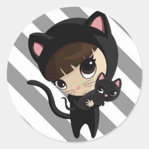 Caroline en Snoep de katten met strepen Ronde Sticker