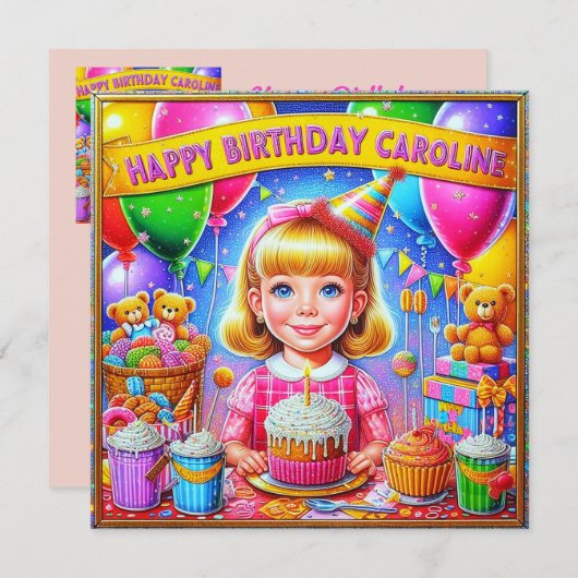 CAROLINE ~ Gelukkige verjaardag ~ Verjaardagsmeisj (Voorkant / Achterkant)