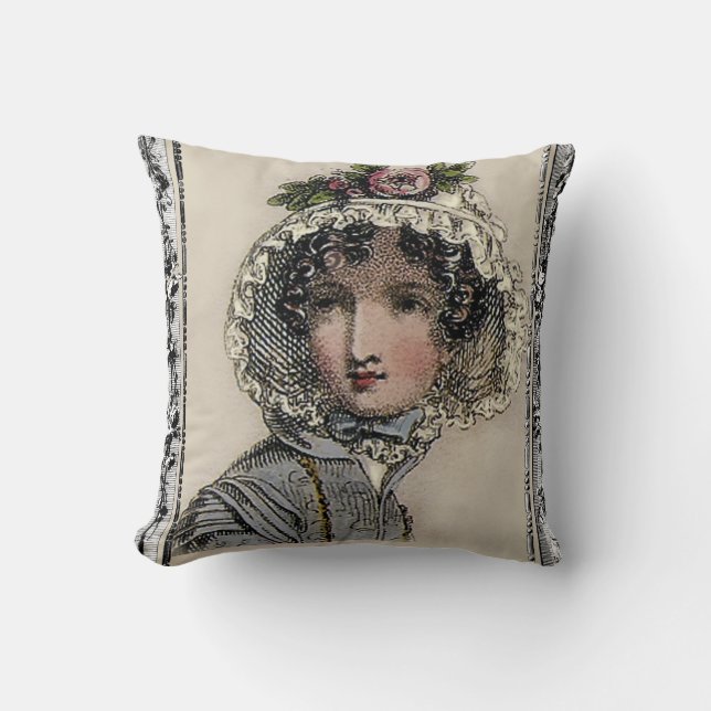 Caroline, Jane Austen inspireerde zwart, romantisc Kussen (Voorkant)