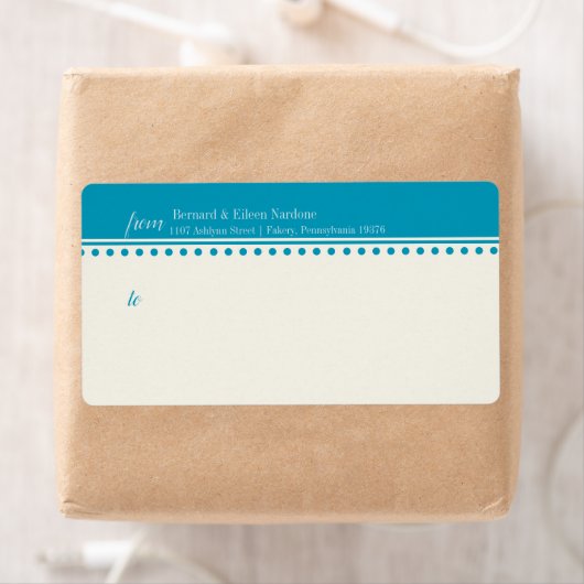 Caroline Mailing Label, Aqua Etiket (Insitu)