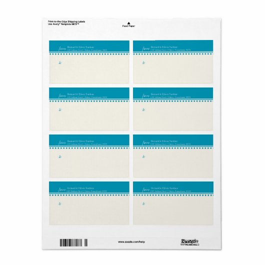 Caroline Mailing Label, Aqua Etiket (Full Sheet)