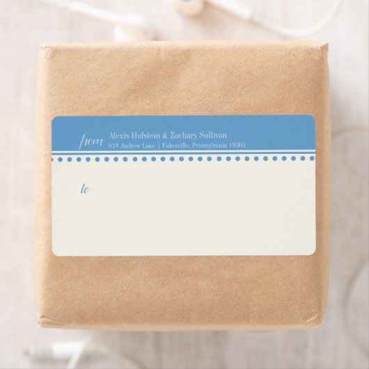 Caroline Mailing Label, Powder Blue Etiket (Insitu)