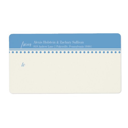 Caroline Mailing Label, Powder Blue Etiket (Voorkant)