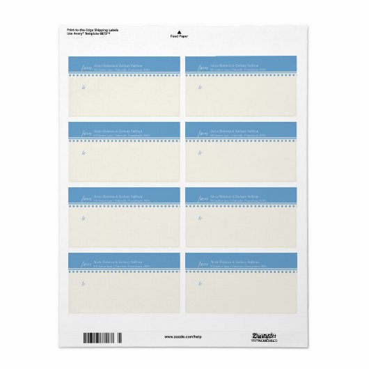 Caroline Mailing Label, Powder Blue Etiket (Full Sheet)