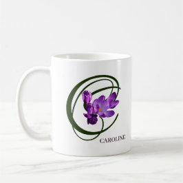  Caroline naam paarse bloemen trendy Koffiemok