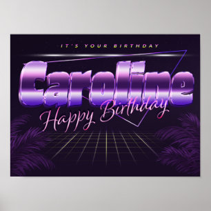 Caroline Name Vorname lila retro Poster Geburtstag