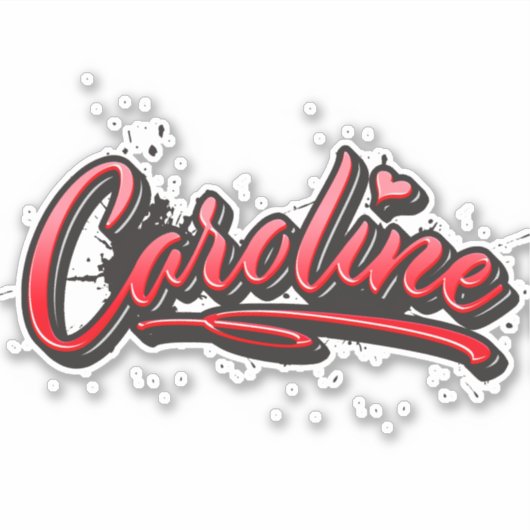 Caroline red Heart Graffiti Aufkleber Sticker (Voorkant)