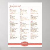 Caroline Seating Chart for Wedding, Coral Poster (Voorkant)