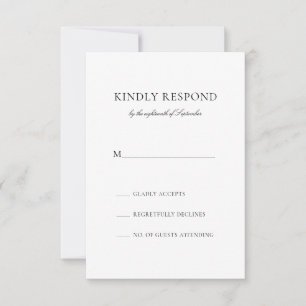 Caroline Simple Black Calligraphy Classic Wedding RSVP Kaartje