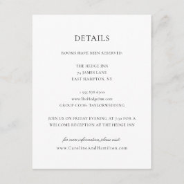 Caroline Simple Black Script Weddenschap Details Informatiekaartje